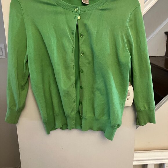 Lime Green Cardigan Sweater - Picture 2 of 5
